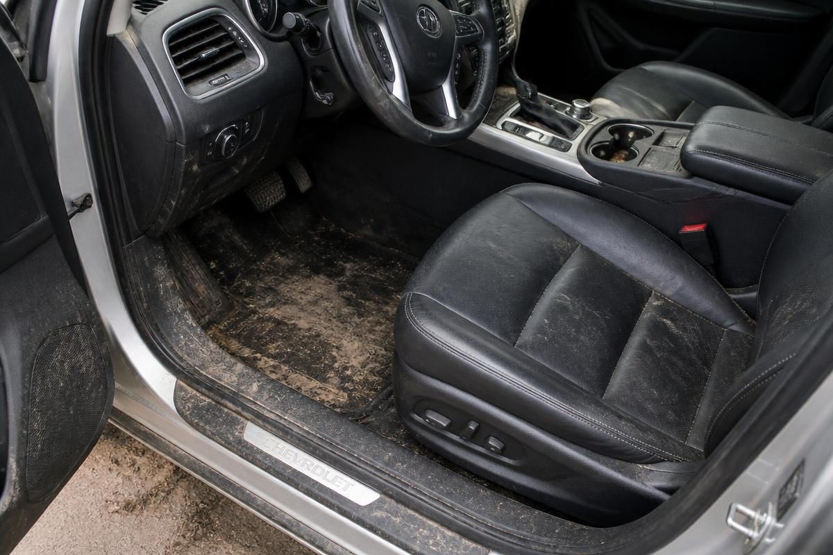 Dirty car interior before detailing